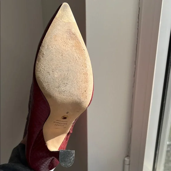 Stuart Weitzman Red Croc Heeled Boots - Picture 5 of 7